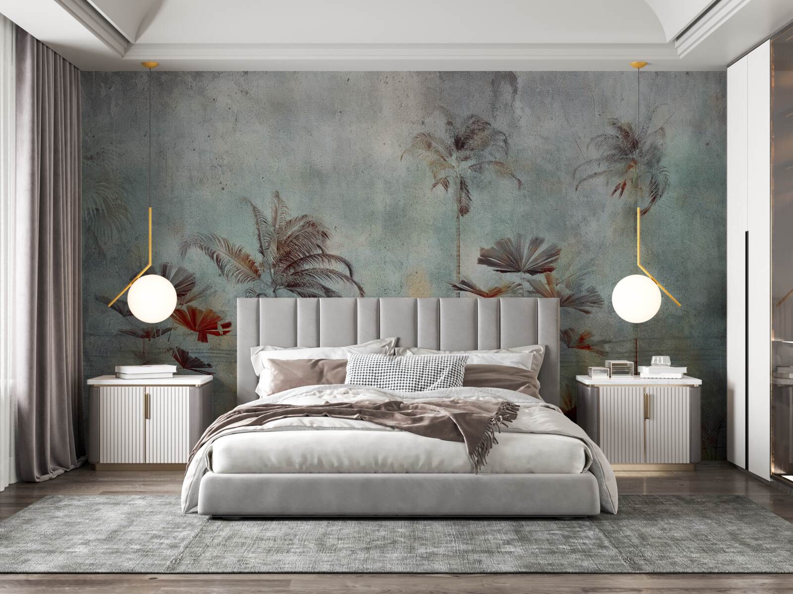 Fototapet palmieri legănându-se pe țărm