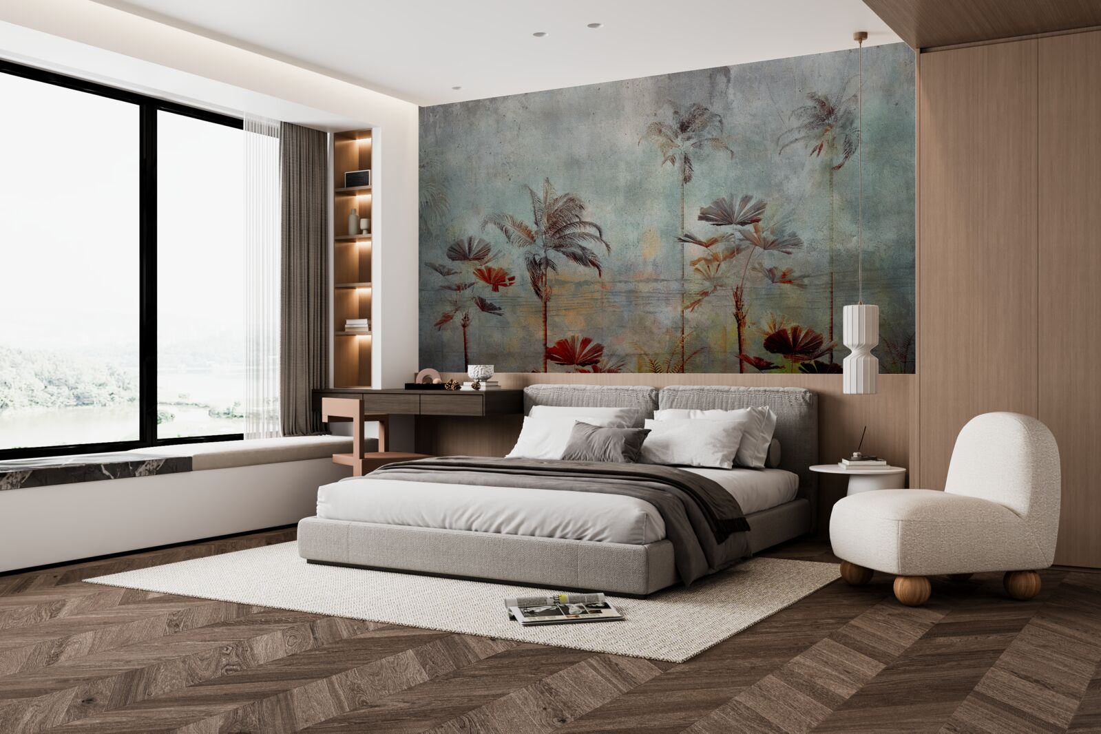 Fototapet palmieri legănându-se pe țărm