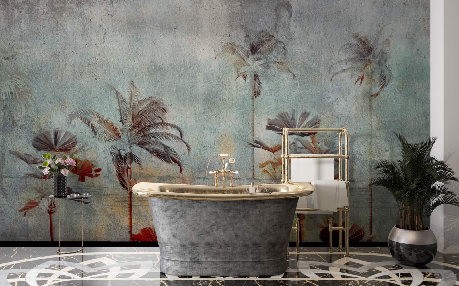 Fototapet palmieri legănându-se pe țărm