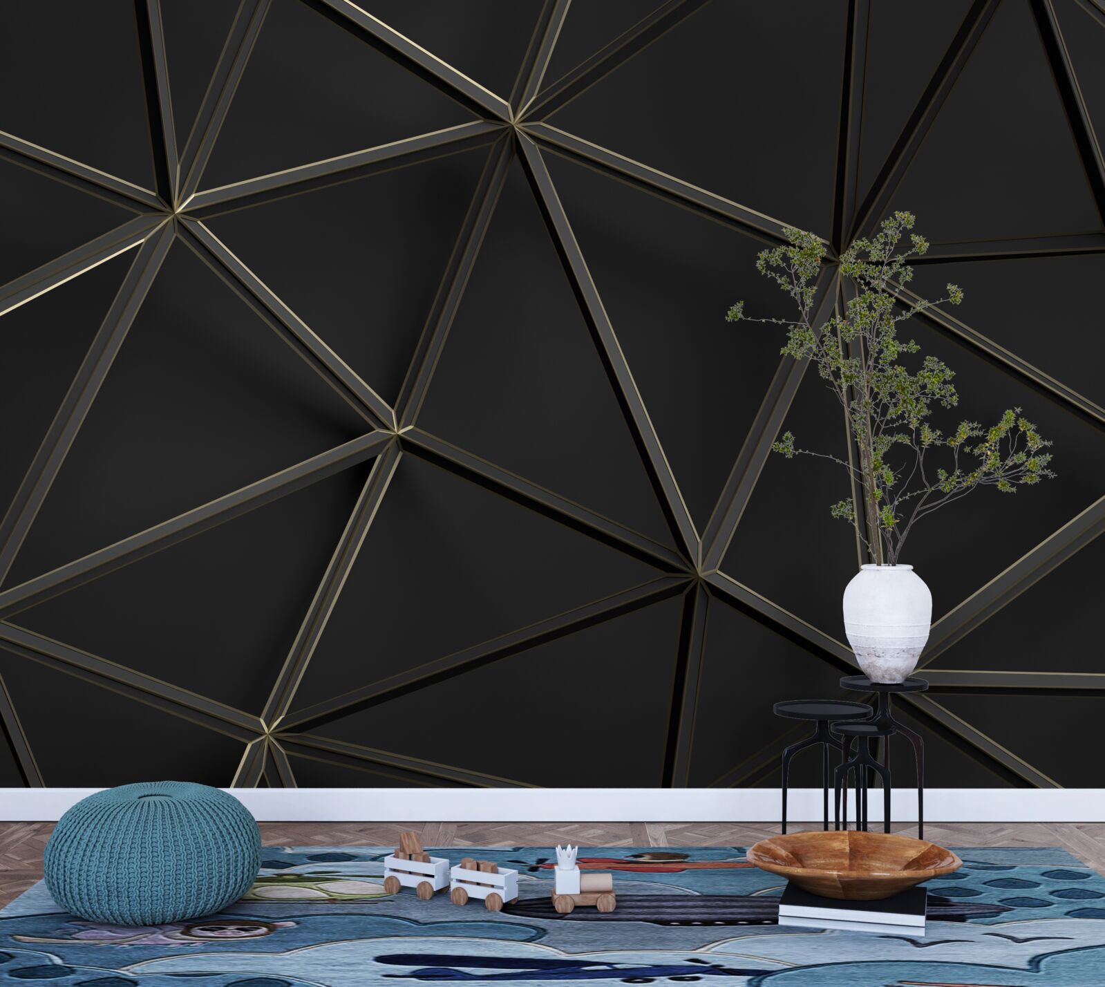 Fototapet vitraliu realizat din sticlă neagră