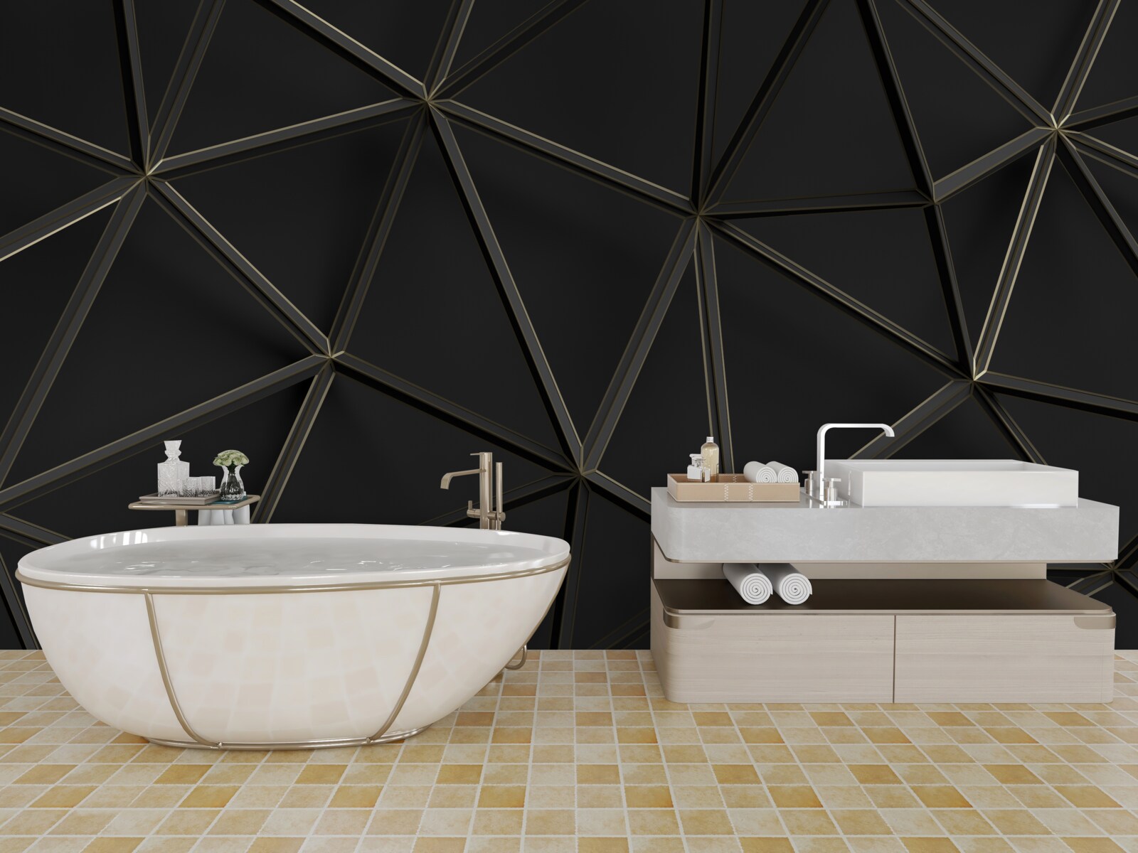 Fototapet vitraliu realizat din sticlă neagră