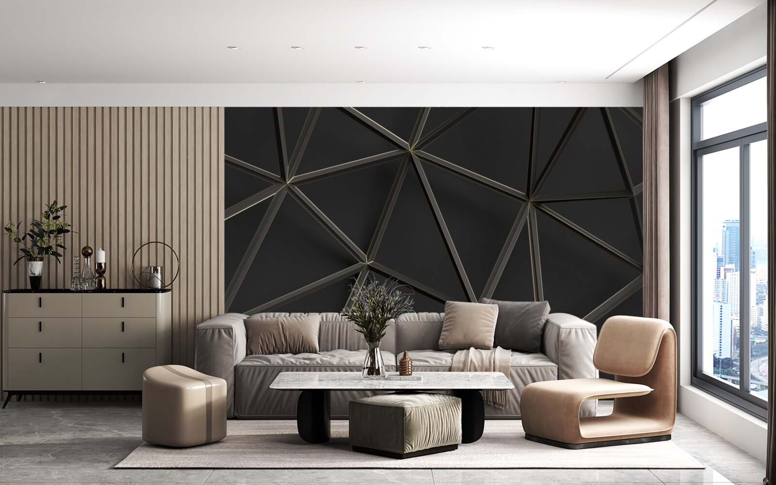 Fototapet vitraliu realizat din sticlă neagră