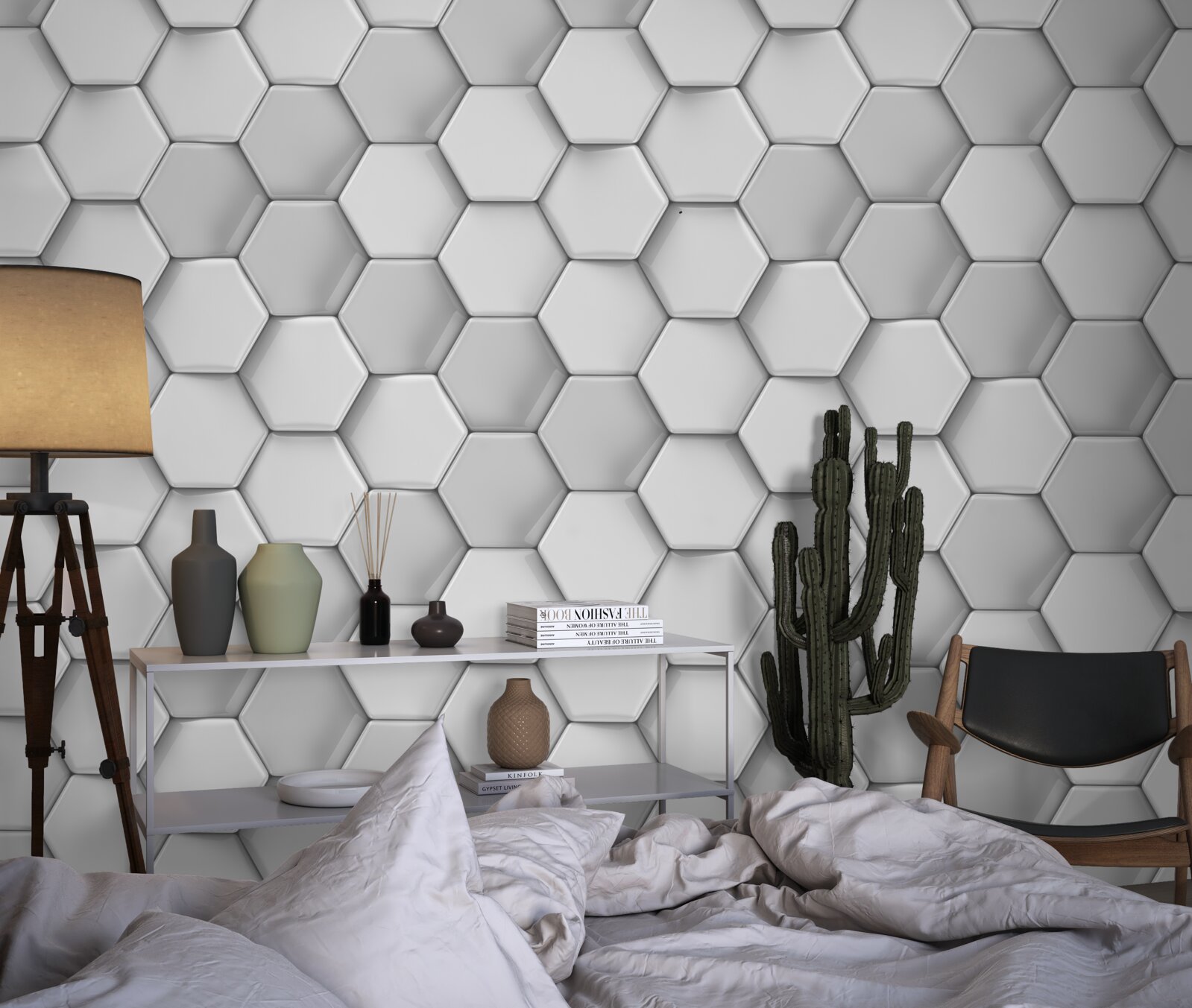 Fototapet pentagoni gri volumetrici