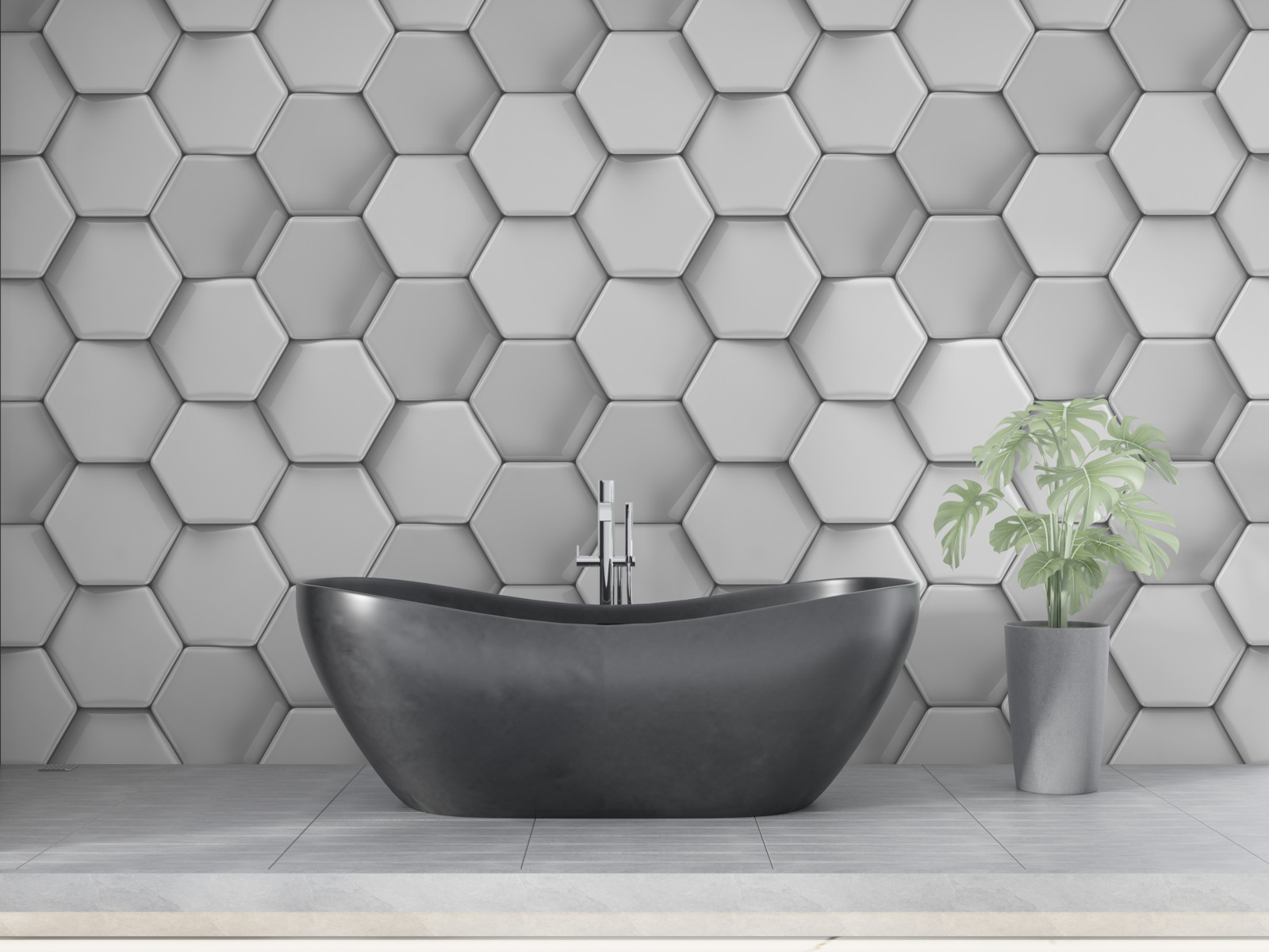 Fototapet pentagoni gri volumetrici