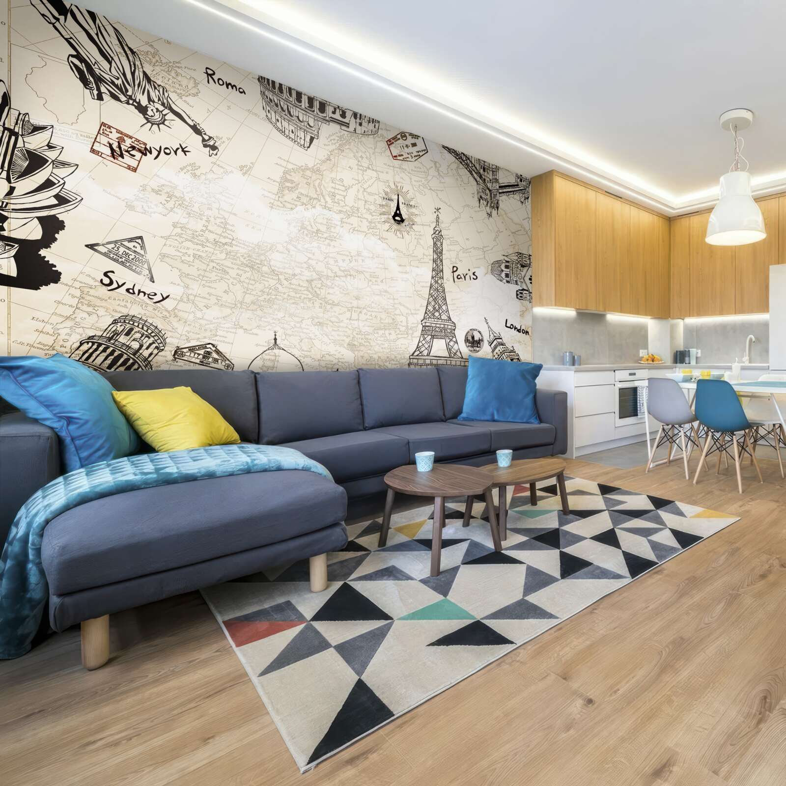 Fototapet arhitectura europeană pe hartă