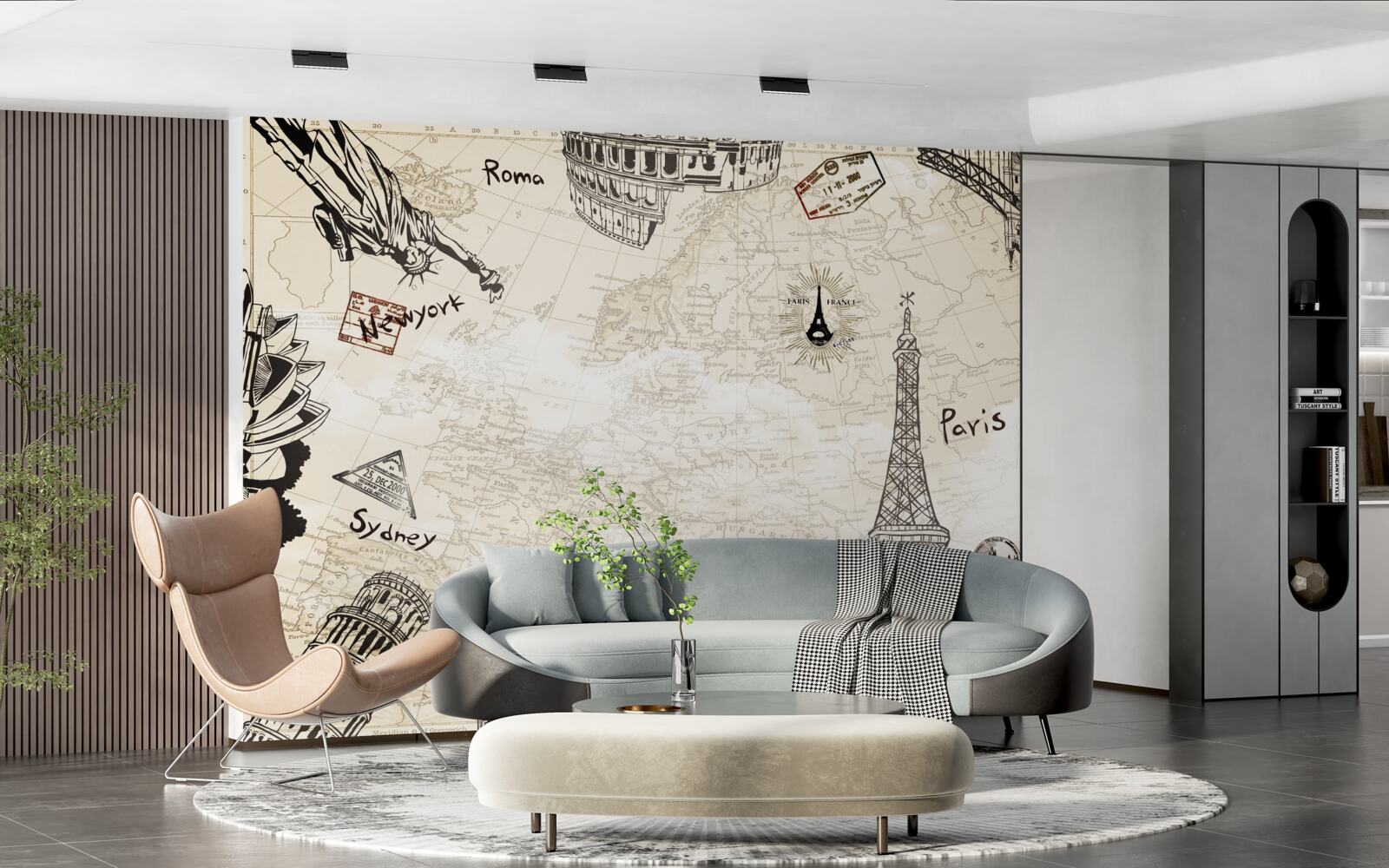 Fototapet arhitectura europeană pe hartă