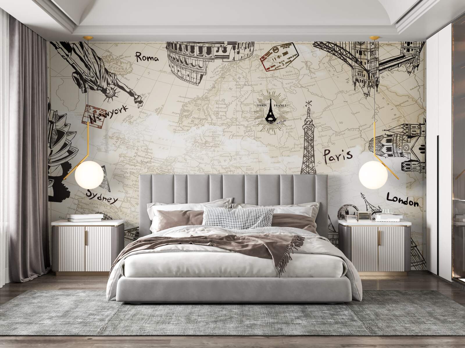 Fototapet arhitectura europeană pe hartă