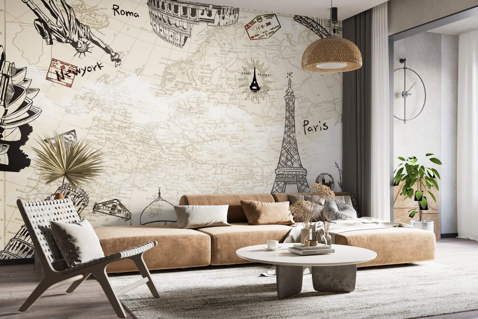 Fototapet arhitectura europeană pe hartă