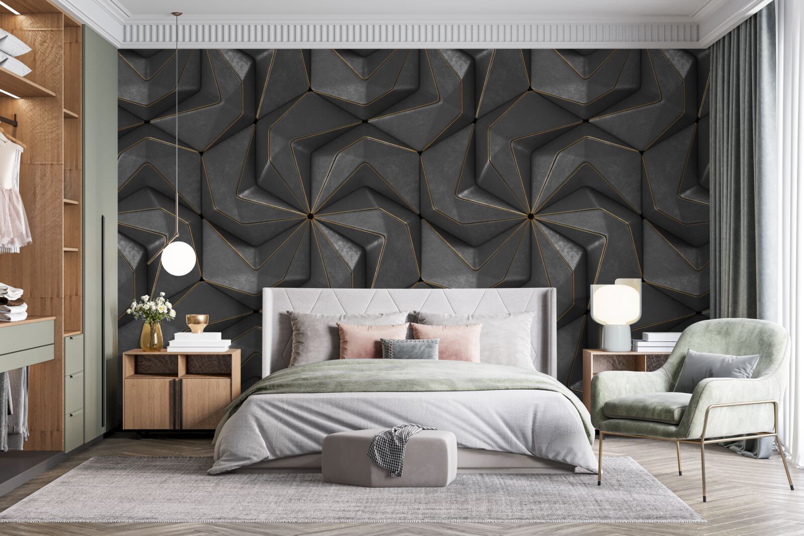 Fototapet fundal de forme geometrice negre