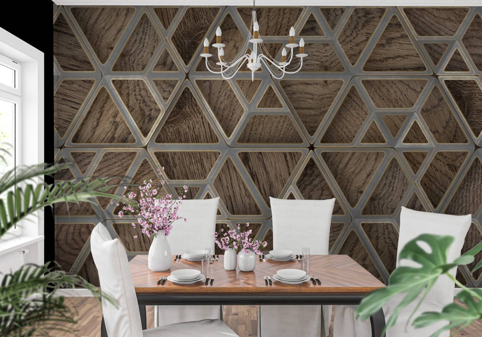 Fototapet structură triunghiulară din lemn