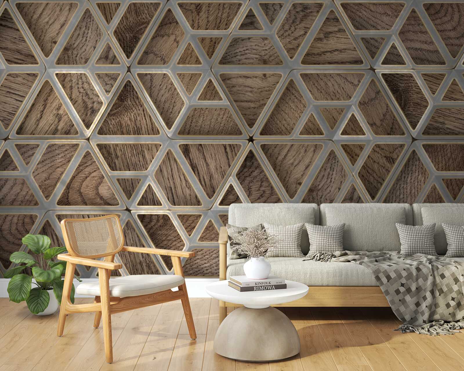 Fototapet structură triunghiulară din lemn