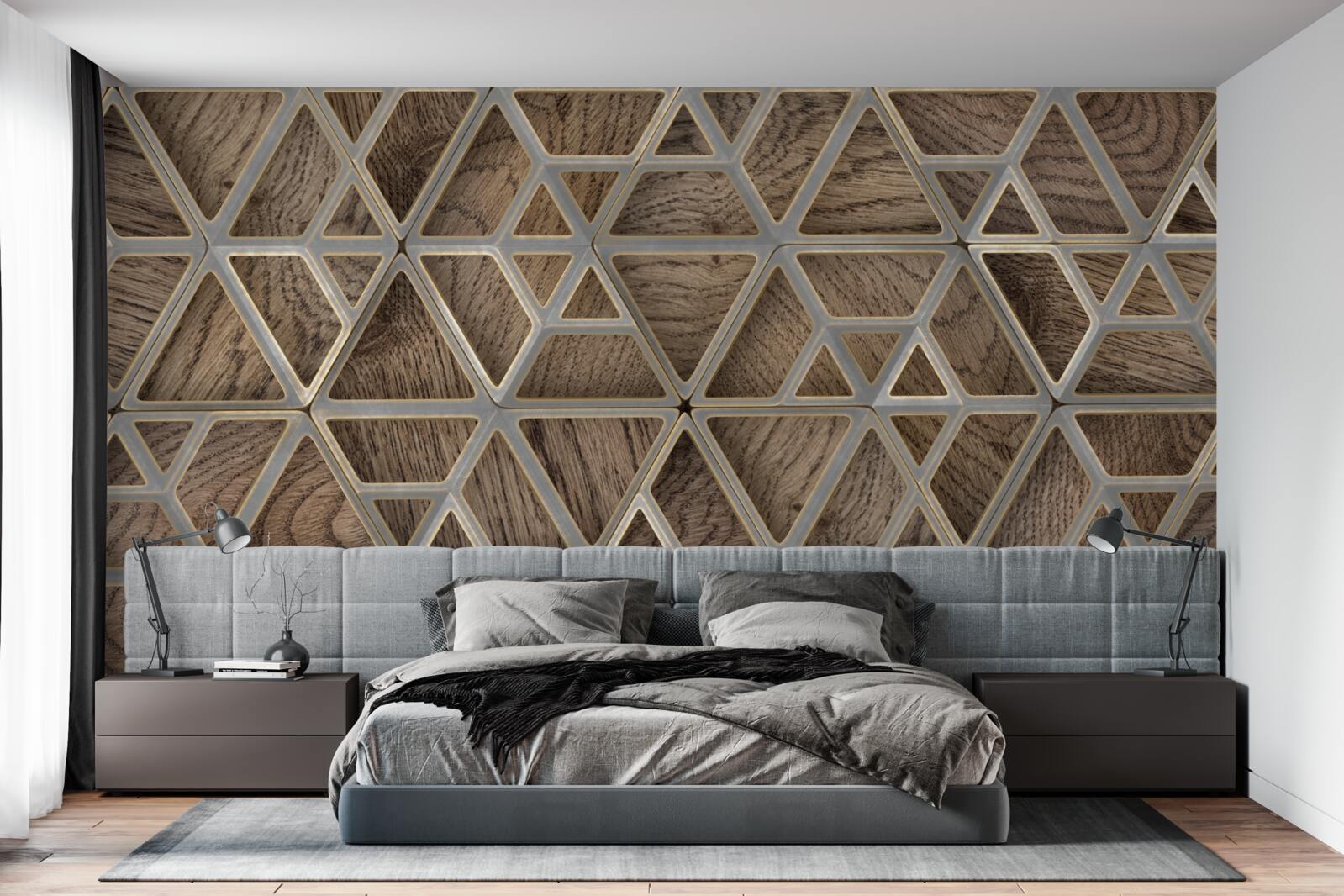 Fototapet structură triunghiulară din lemn