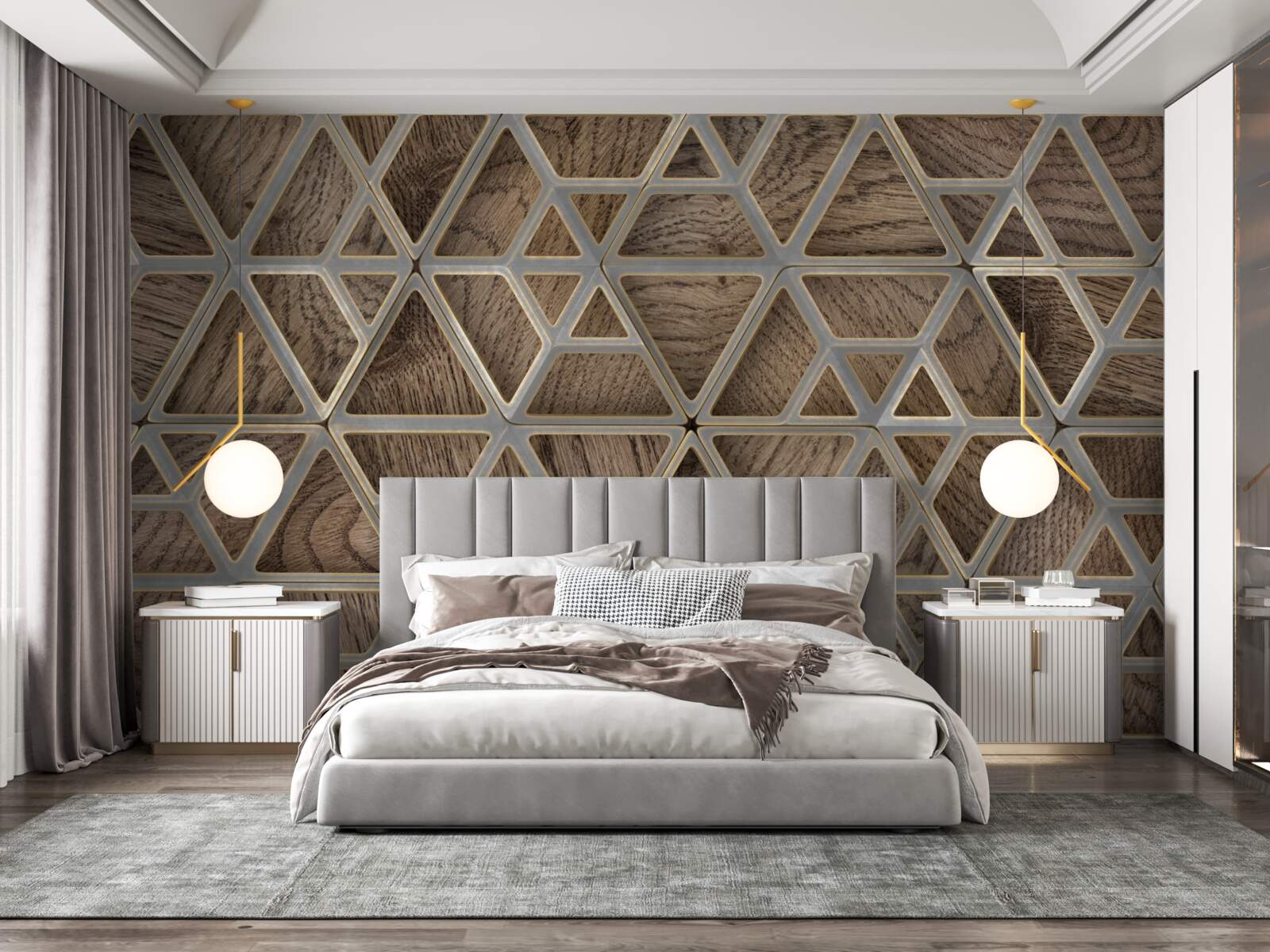 Fototapet structură triunghiulară din lemn