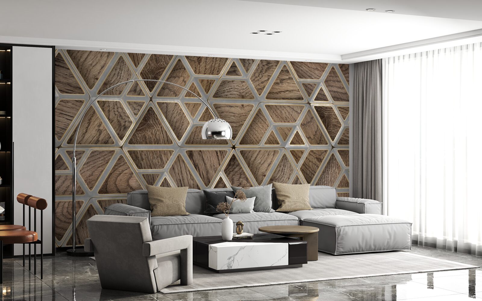 Fototapet structură triunghiulară din lemn