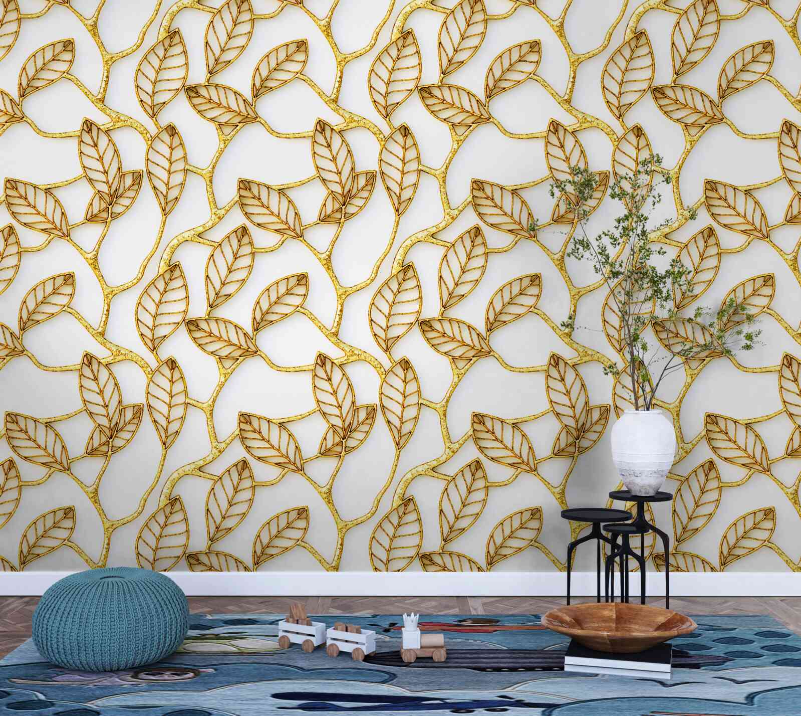 Fototapet textura frunzei de aur