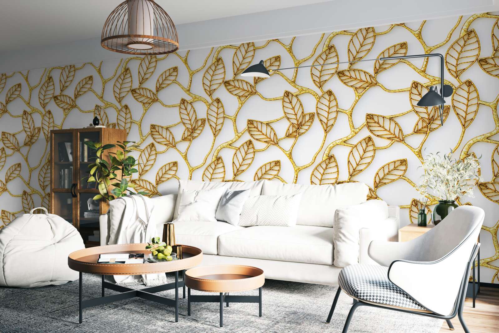 Fototapet textura frunzei de aur