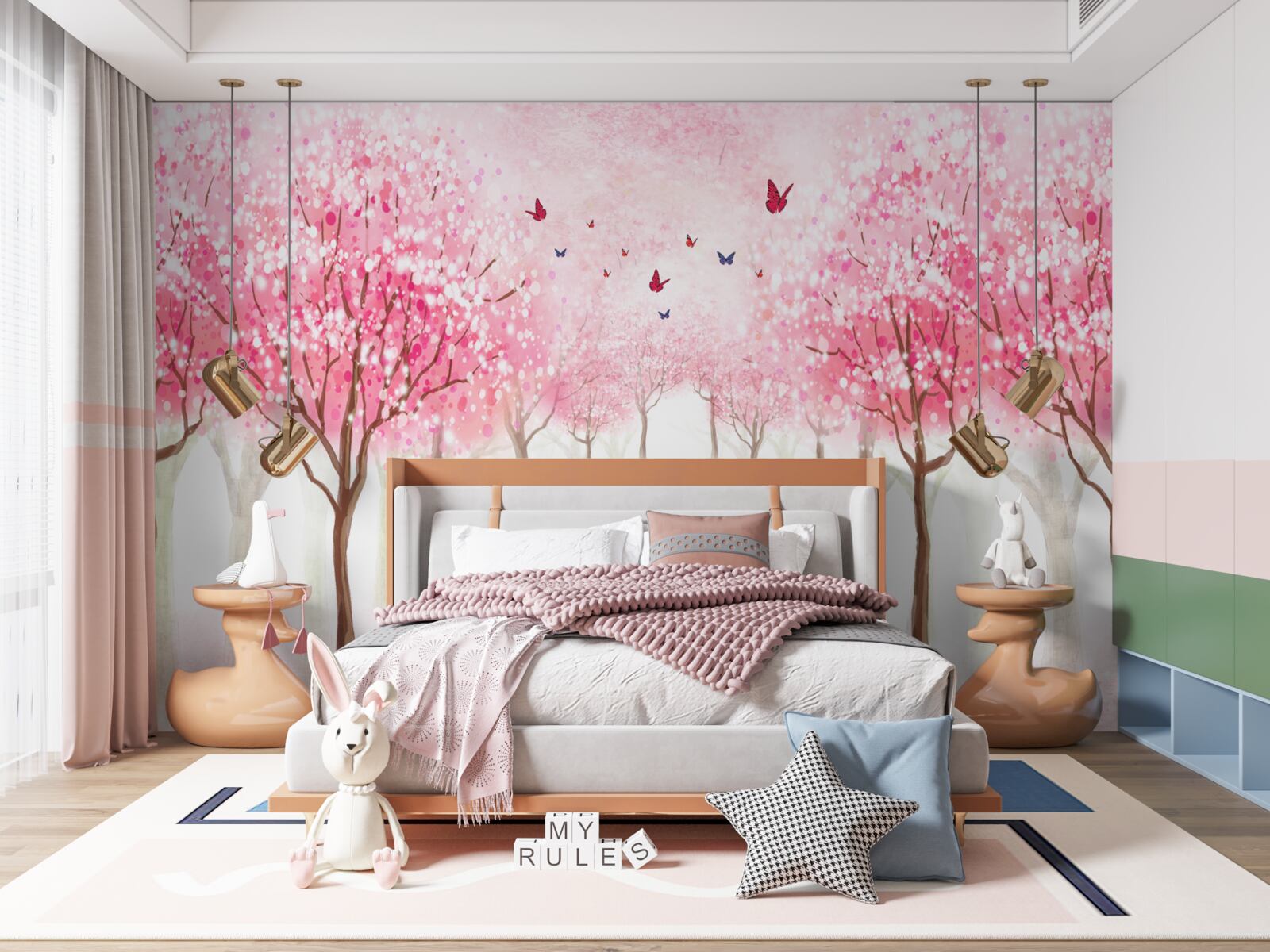 Fototapet acuarelă cu alee sakura