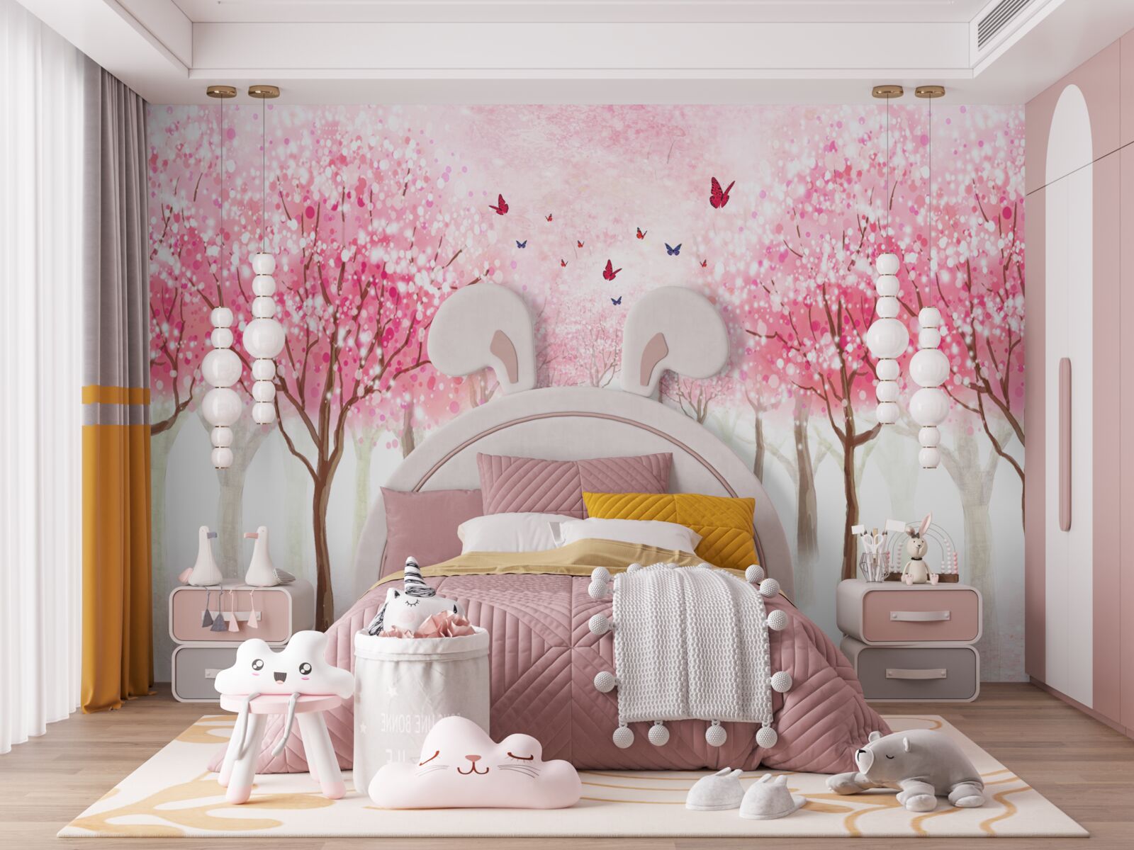 Fototapet acuarelă cu alee sakura