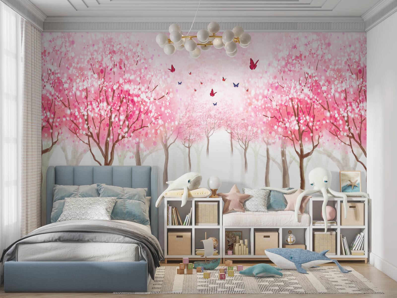 Fototapet acuarelă cu alee sakura