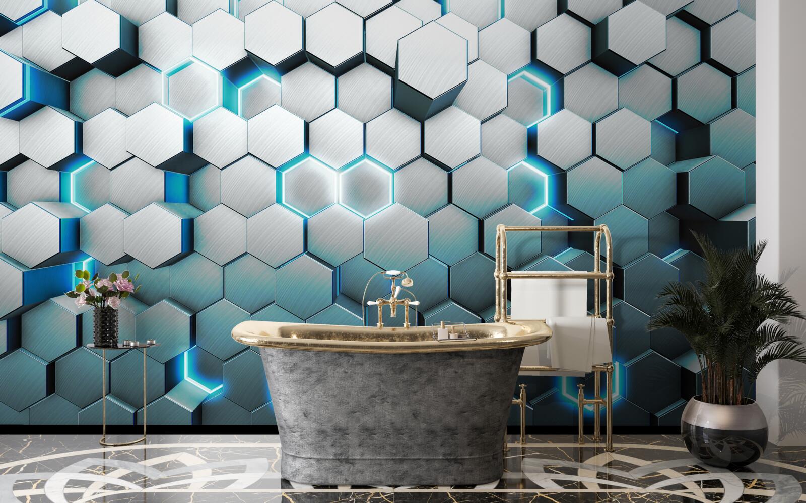 Fototapet forme pentagonale albastre