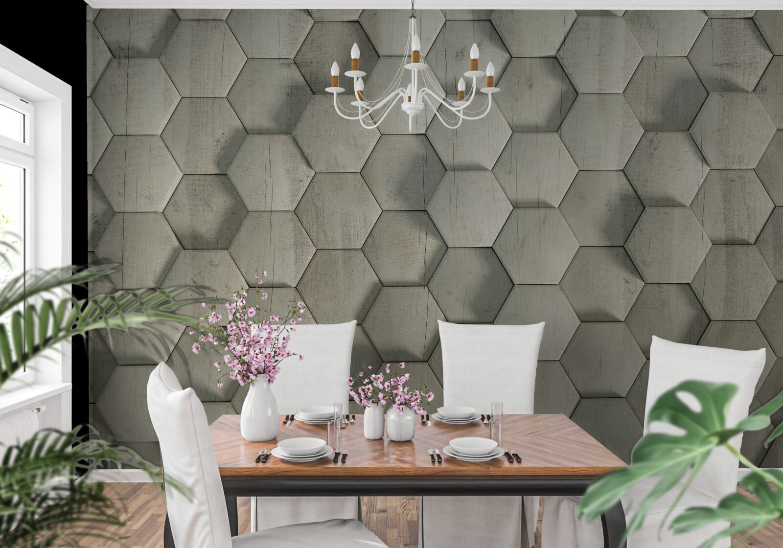 Fototapet celule din lemn verde deschis