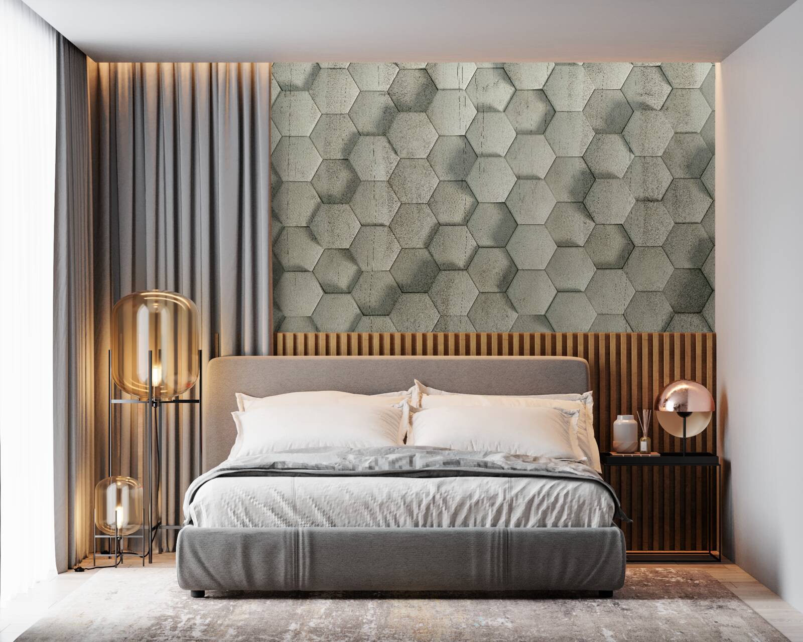 Fototapet celule din lemn verde deschis