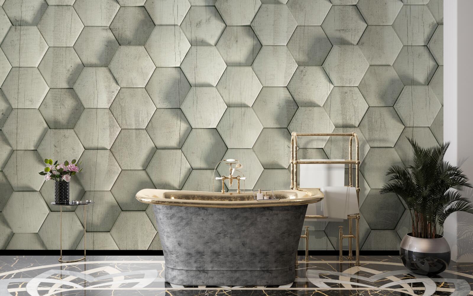 Fototapet celule din lemn verde deschis