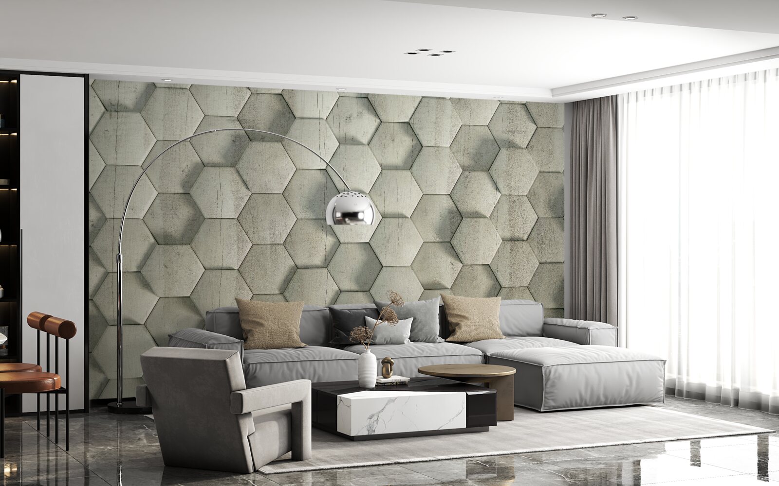 Fototapet celule din lemn verde deschis