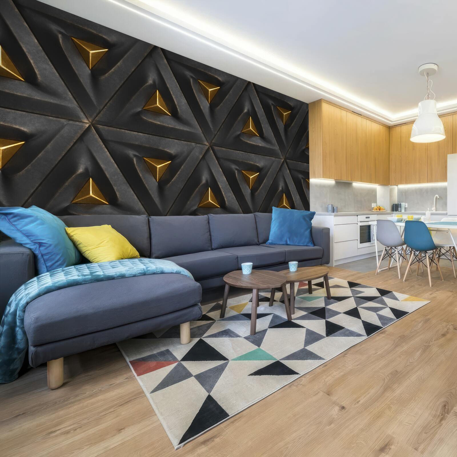 Fototapet triunghiuri cu centre aurii