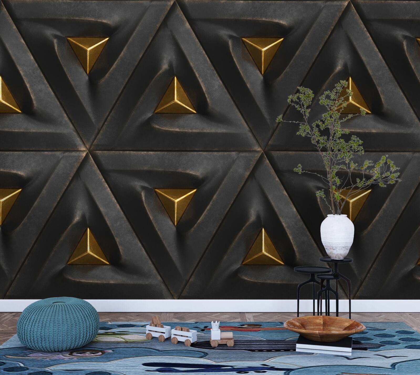 Fototapet triunghiuri cu centre aurii