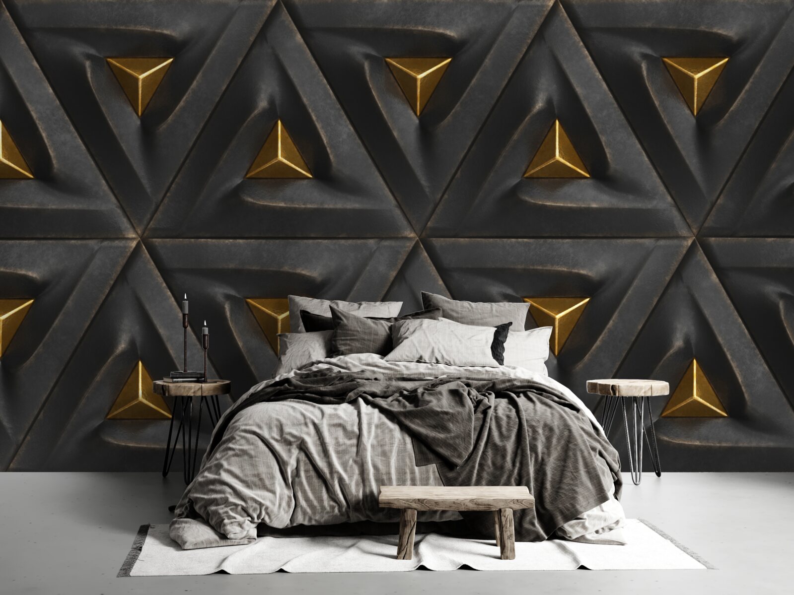 Fototapet triunghiuri cu centre aurii