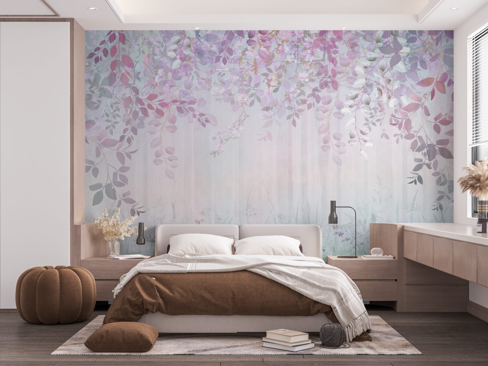 Fototapet frunze de toate culorile în pădure într-o dimineață de toamnă