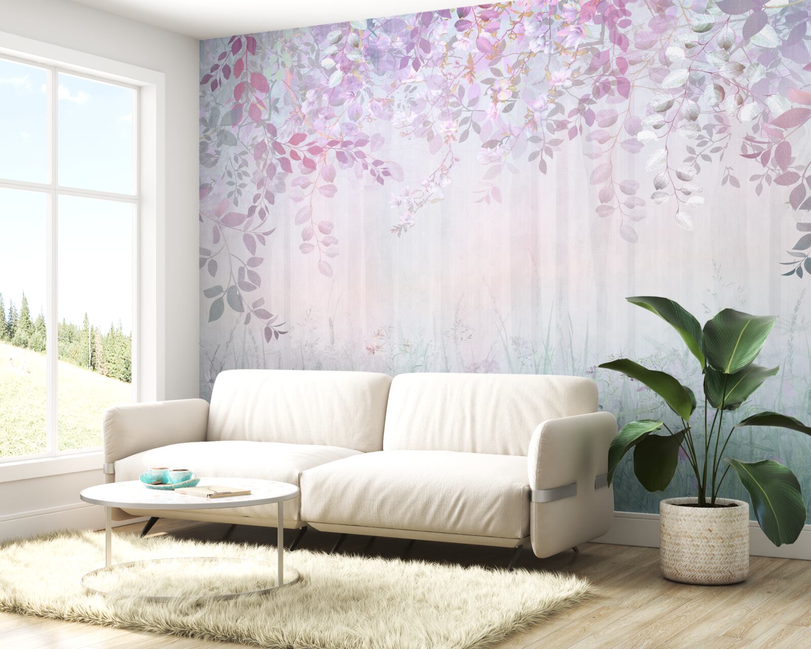 Fototapet frunze de toate culorile în pădure într-o dimineață de toamnă