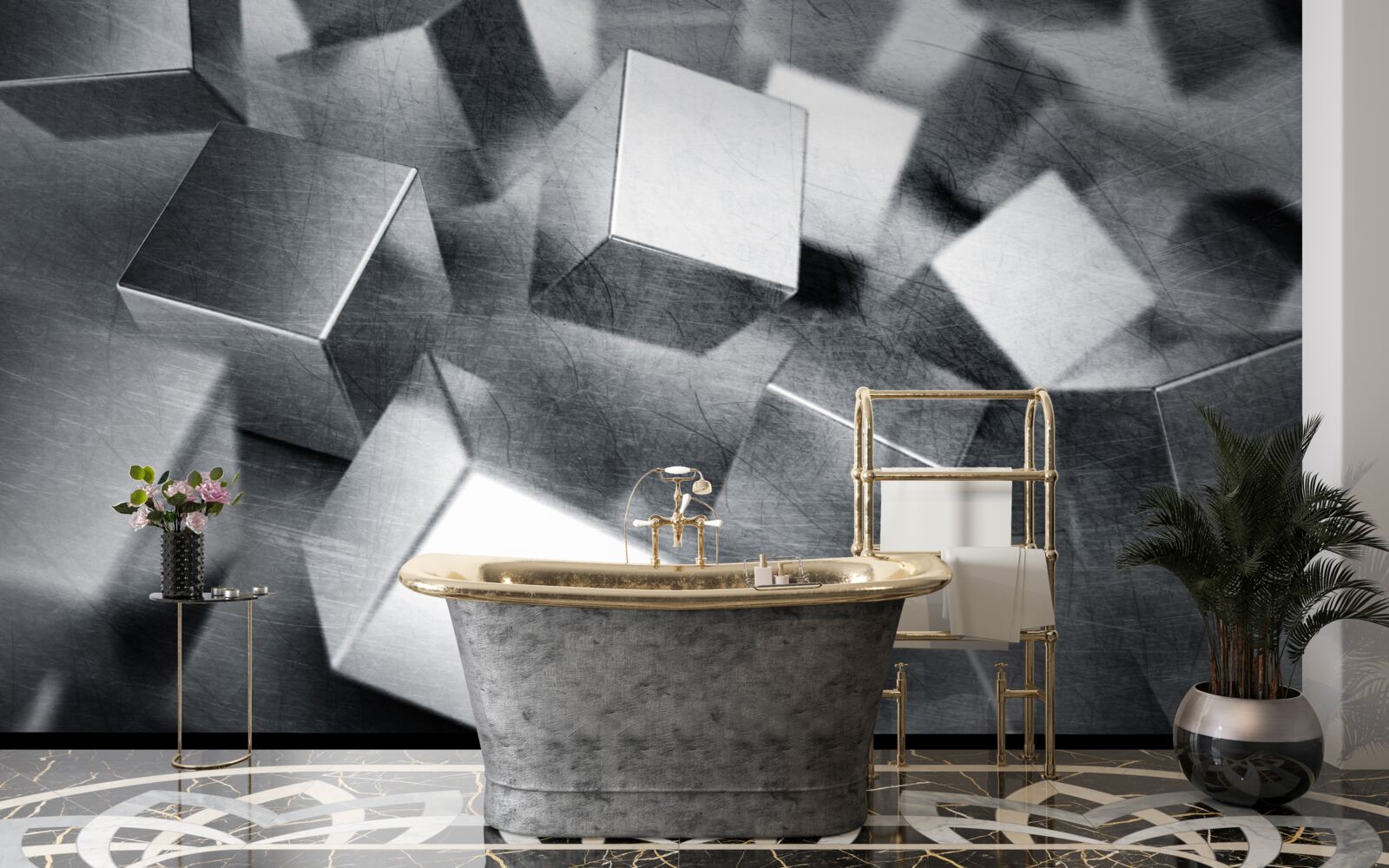 Fototapet cuburi din oțel