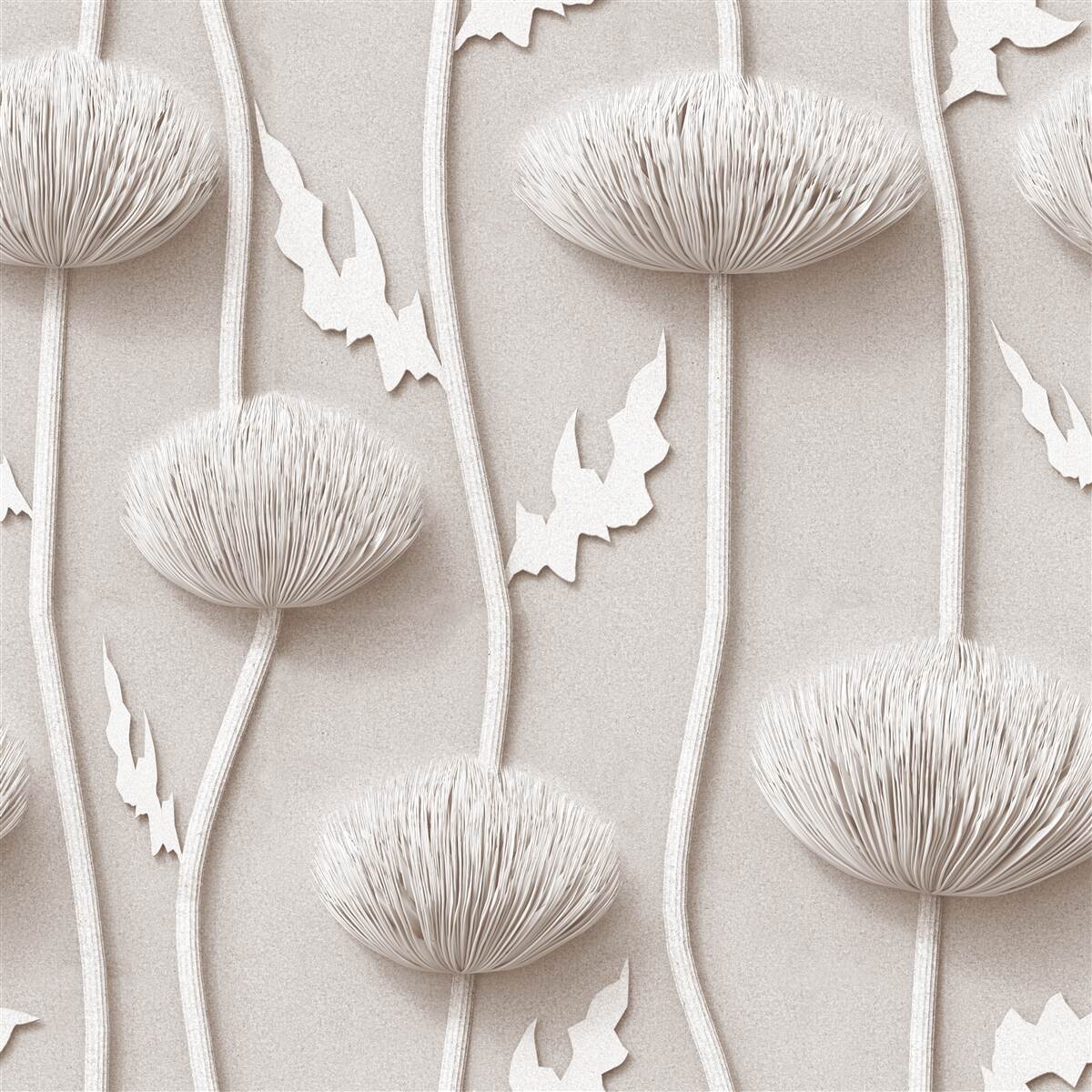 Fototapet flori albe, subțiri, cu o textură pufoasă