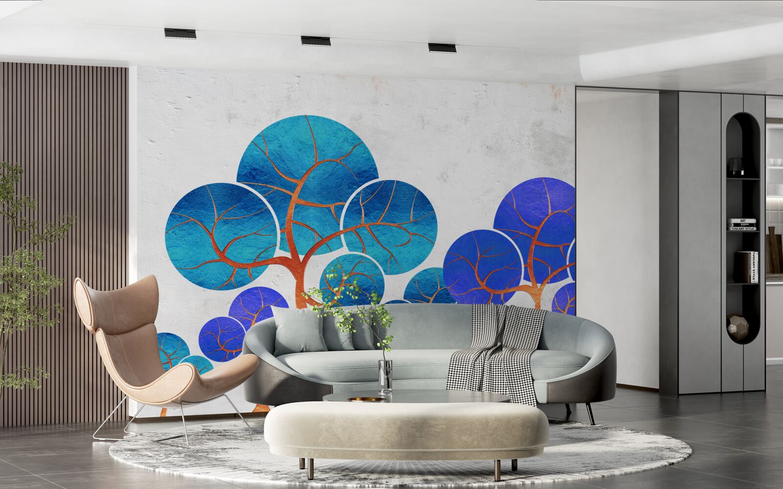 Fototapet vârfurile înflorite ale copacilor sunt abstracte