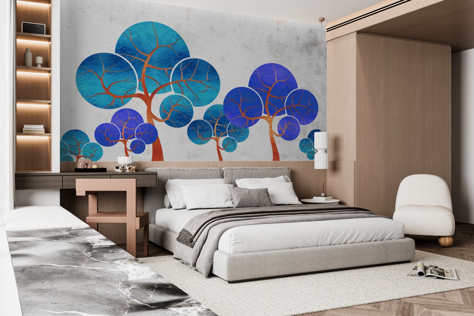 Fototapet vârfurile înflorite ale copacilor sunt abstracte