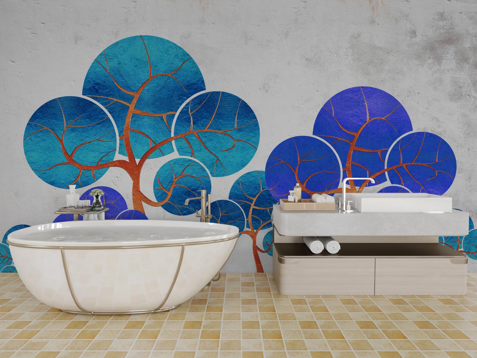 Fototapet vârfurile înflorite ale copacilor sunt abstracte