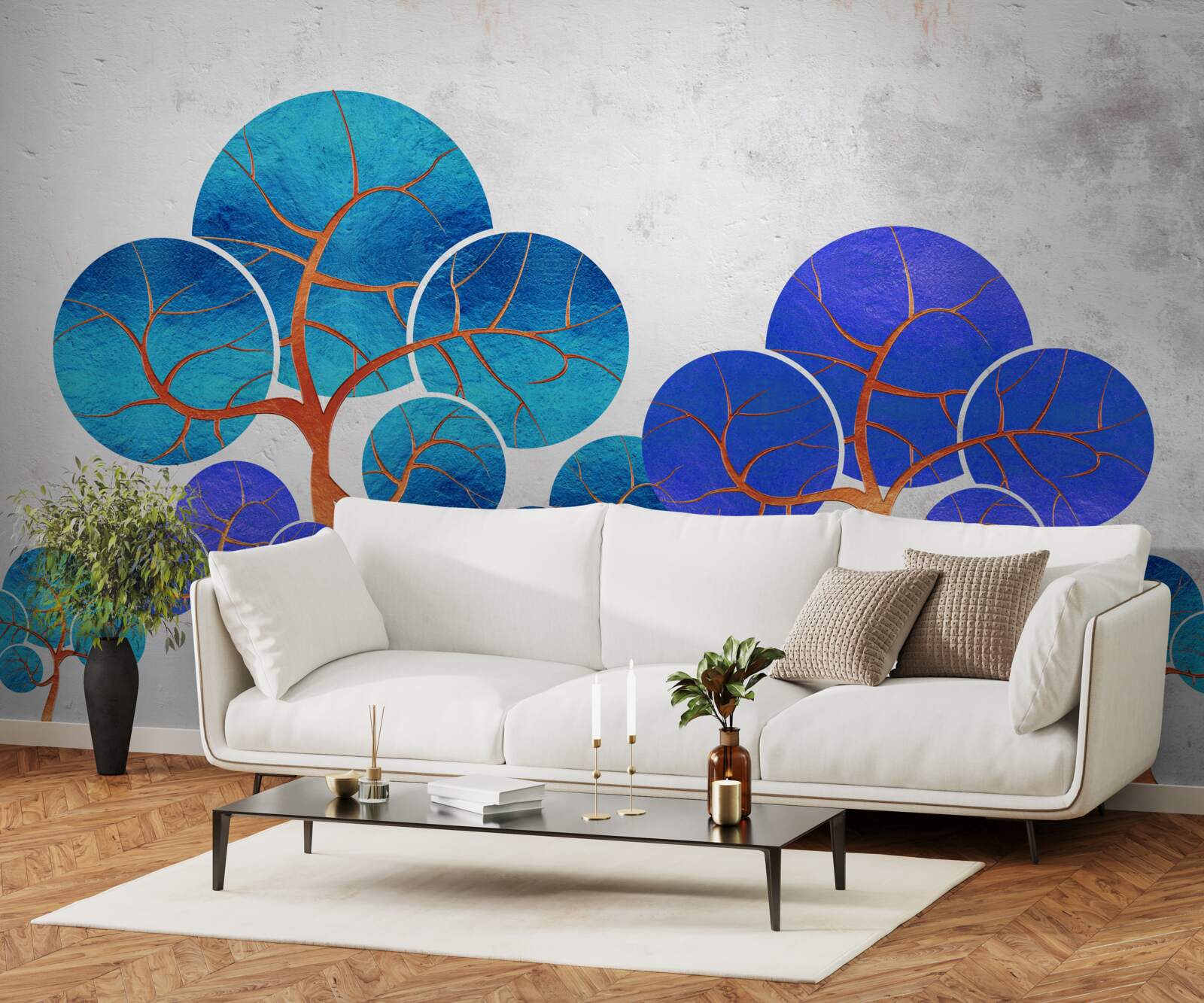 Fototapet vârfurile înflorite ale copacilor sunt abstracte