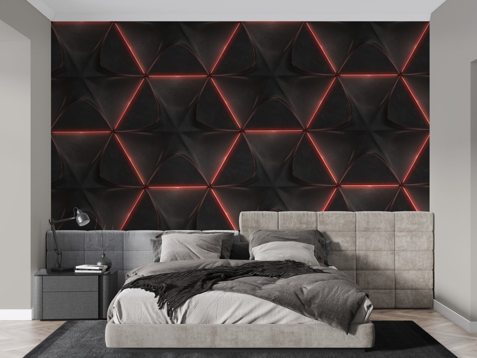 Fototapet pentagoni cu laturile roșii de lungime egală