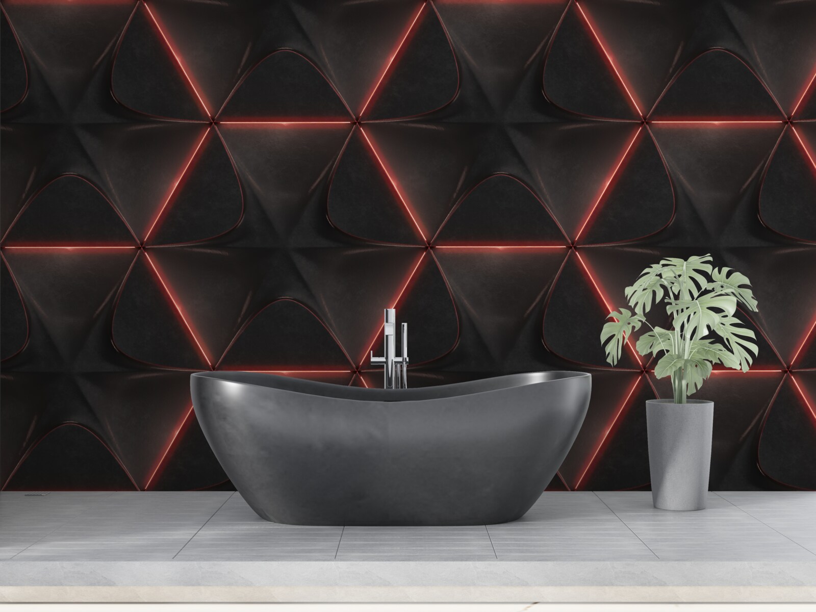 Fototapet pentagoni cu laturile roșii de lungime egală