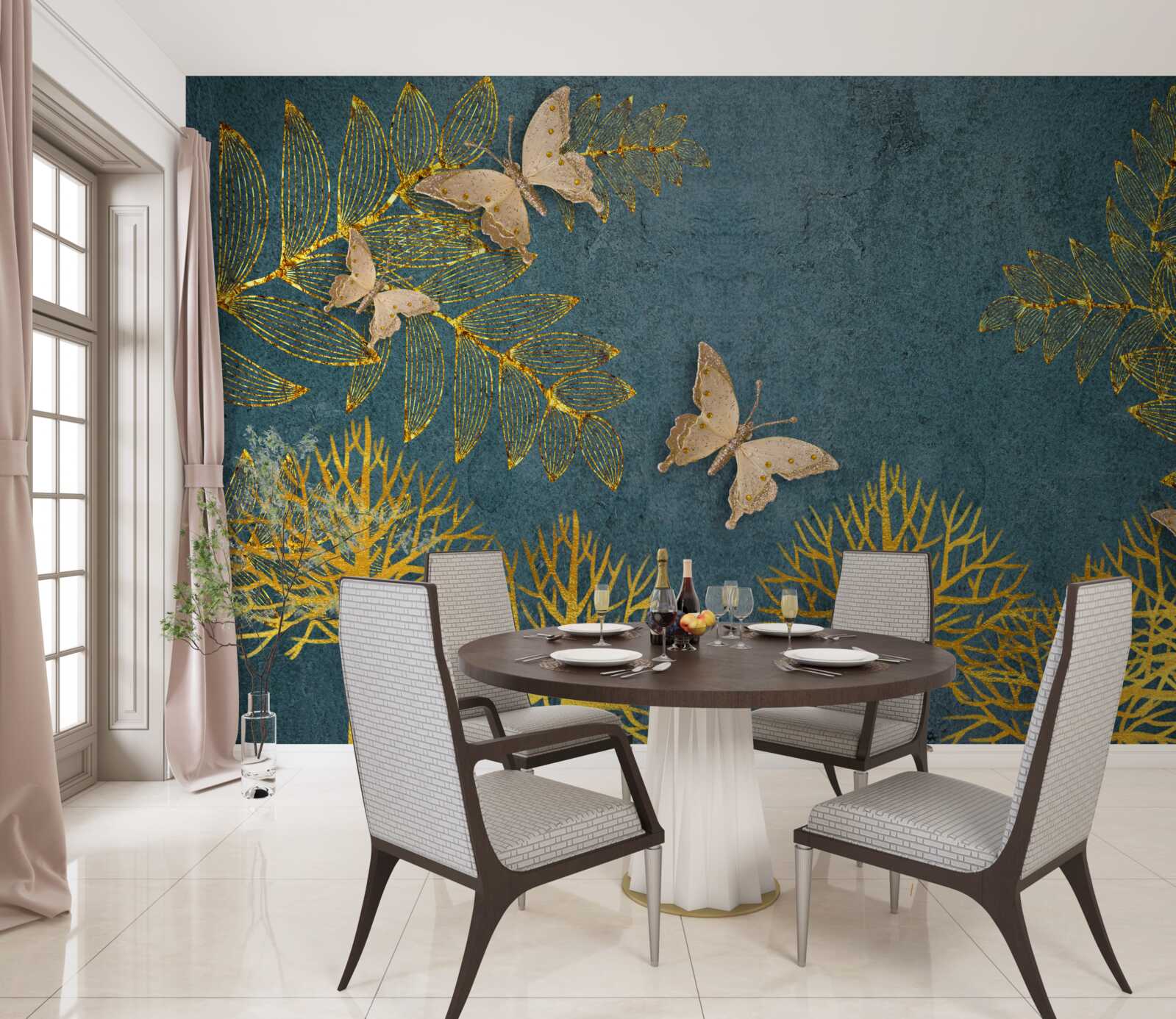 Fototapet o pădure plină de auriu și întuneric