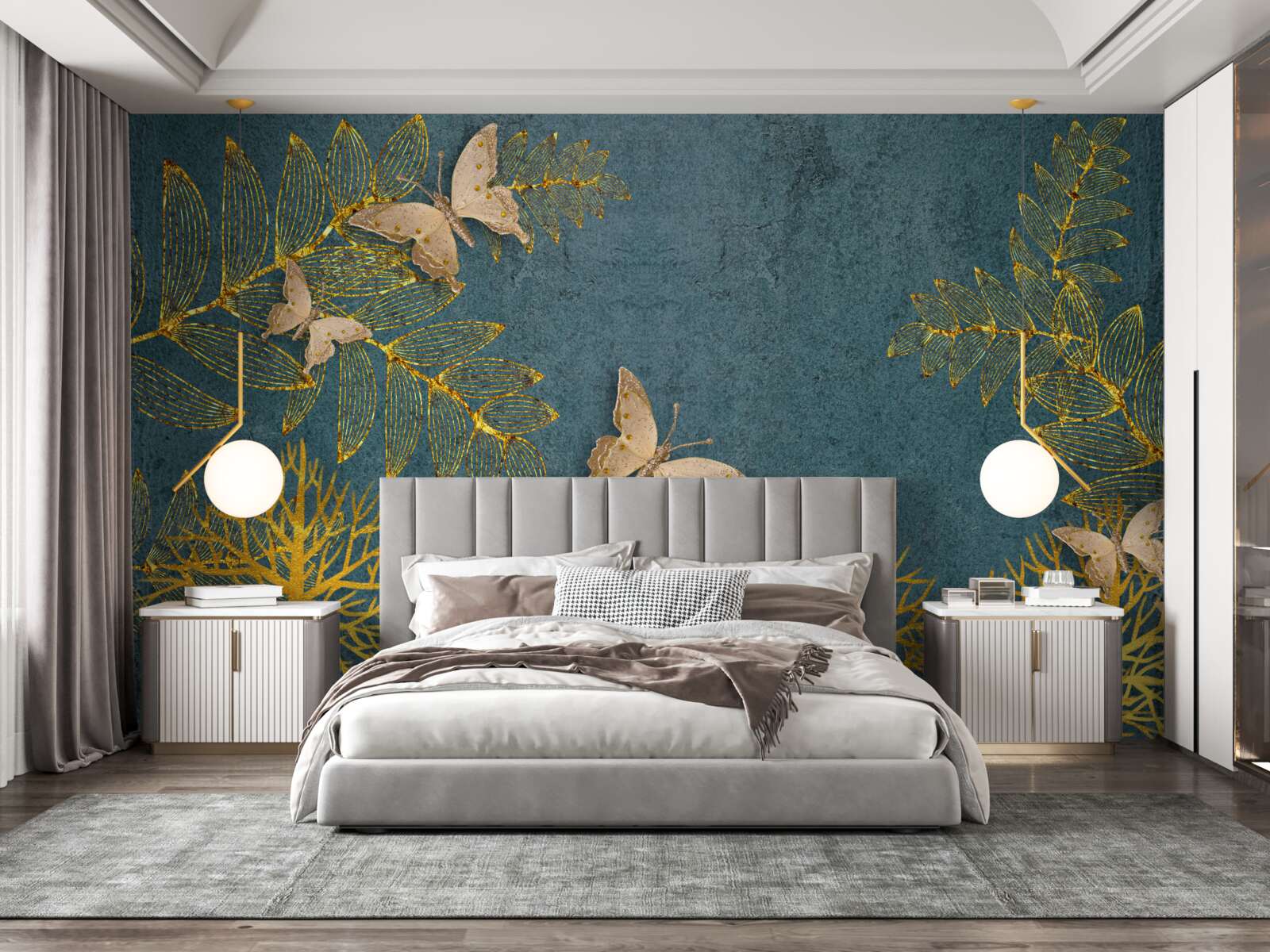 Fototapet o pădure plină de auriu și întuneric