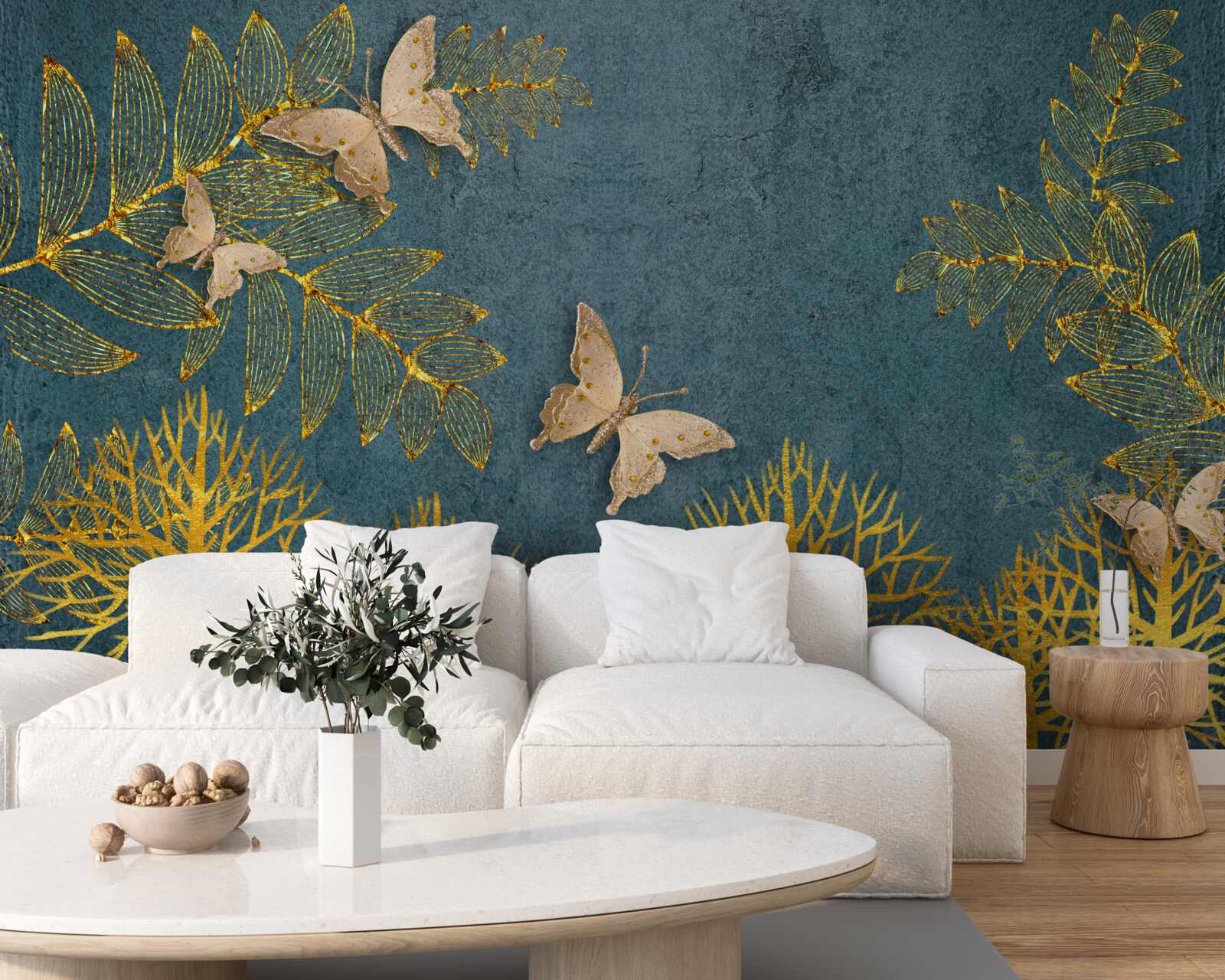 Fototapet o pădure plină de auriu și întuneric