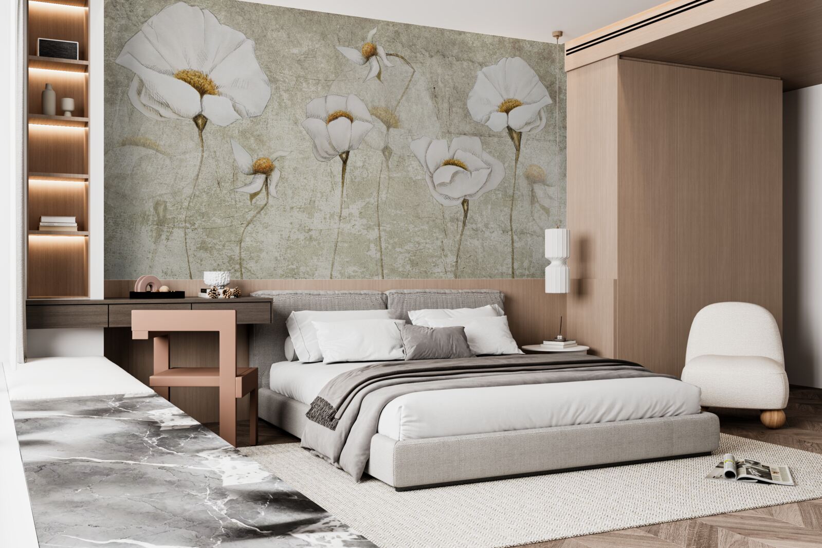 Fototapet maci albi subțiri