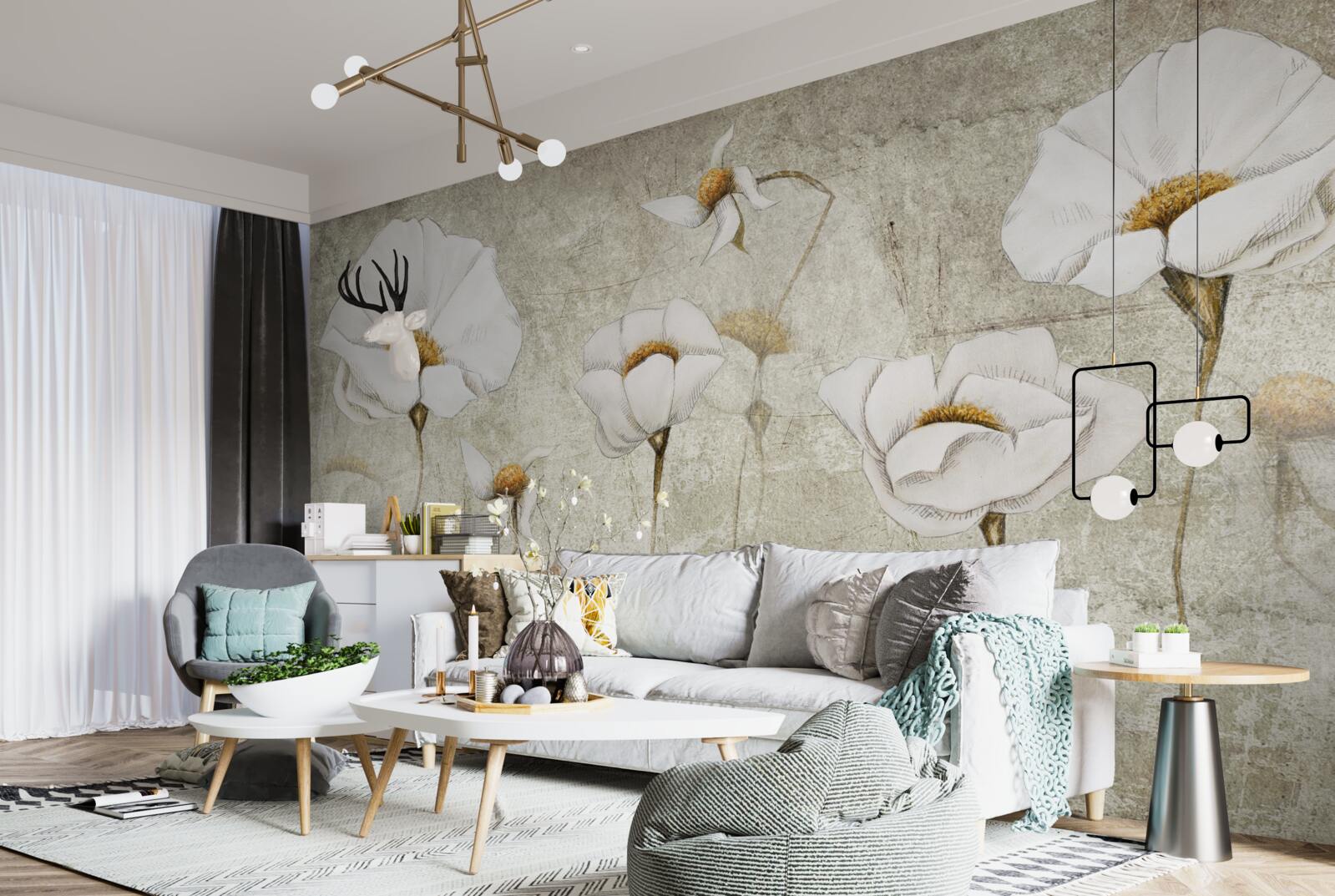 Fototapet maci albi subțiri