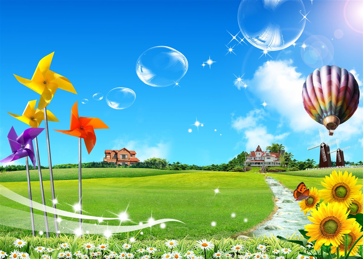 Fototapet într-o zi de vară, cărarea este verde