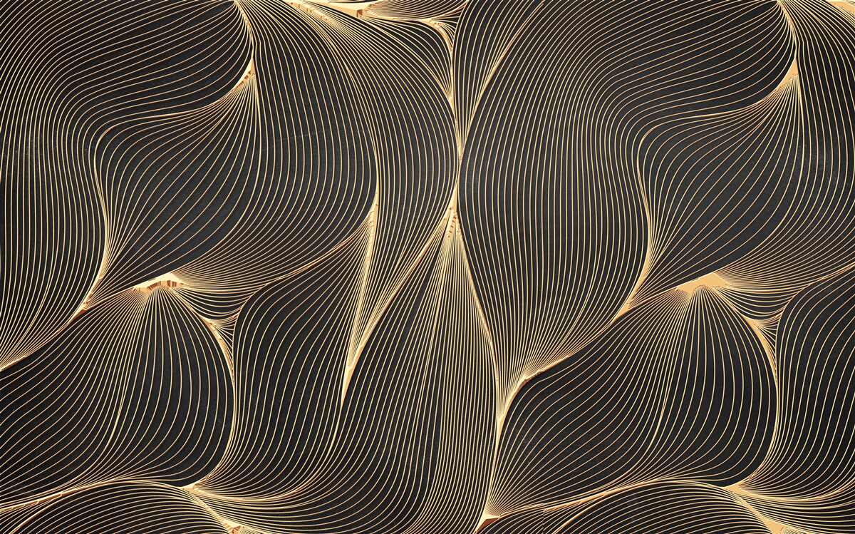 Fototapet abstract cu linii aurii netede