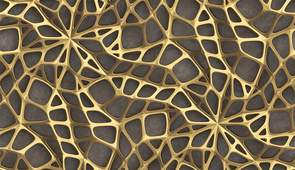 Fototapet rețeaua este aurie pe un fundal maro