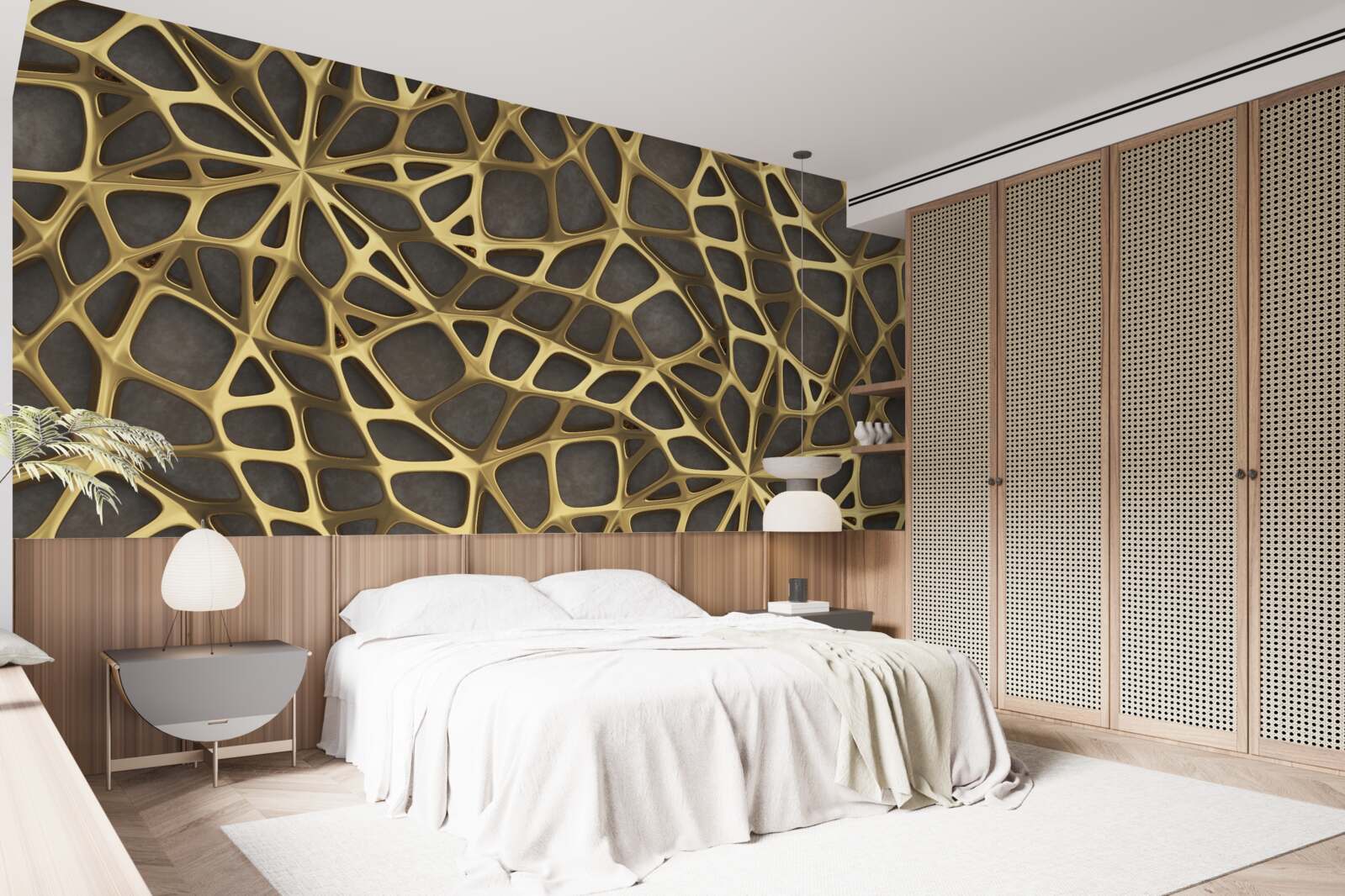 Fototapet rețeaua este aurie pe un fundal maro